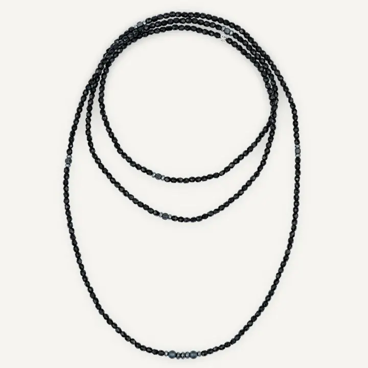 Collier Bracelet 6 Tours New Viro Noir Brillant- Têtes Blondes