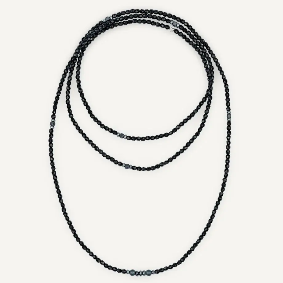 Collier Bracelet 6 Tours New Viro Noir Brillant- Têtes Blondes