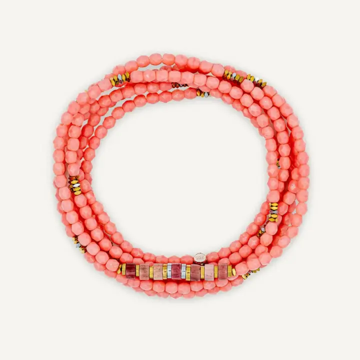 Collier Bracelet 6 Tours New Vir Rose Poudré – Têtes Blondes